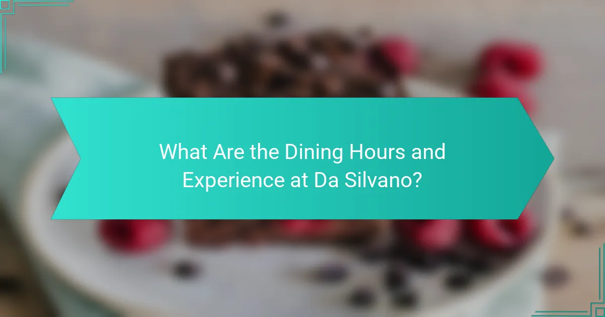 What Are the Dining Hours and Experience at Da Silvano?