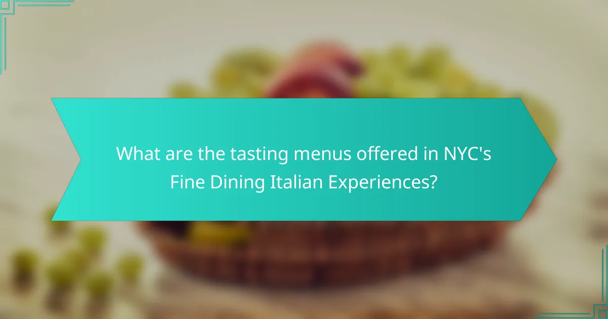 What are the tasting menus offered in NYC's Fine Dining Italian Experiences?